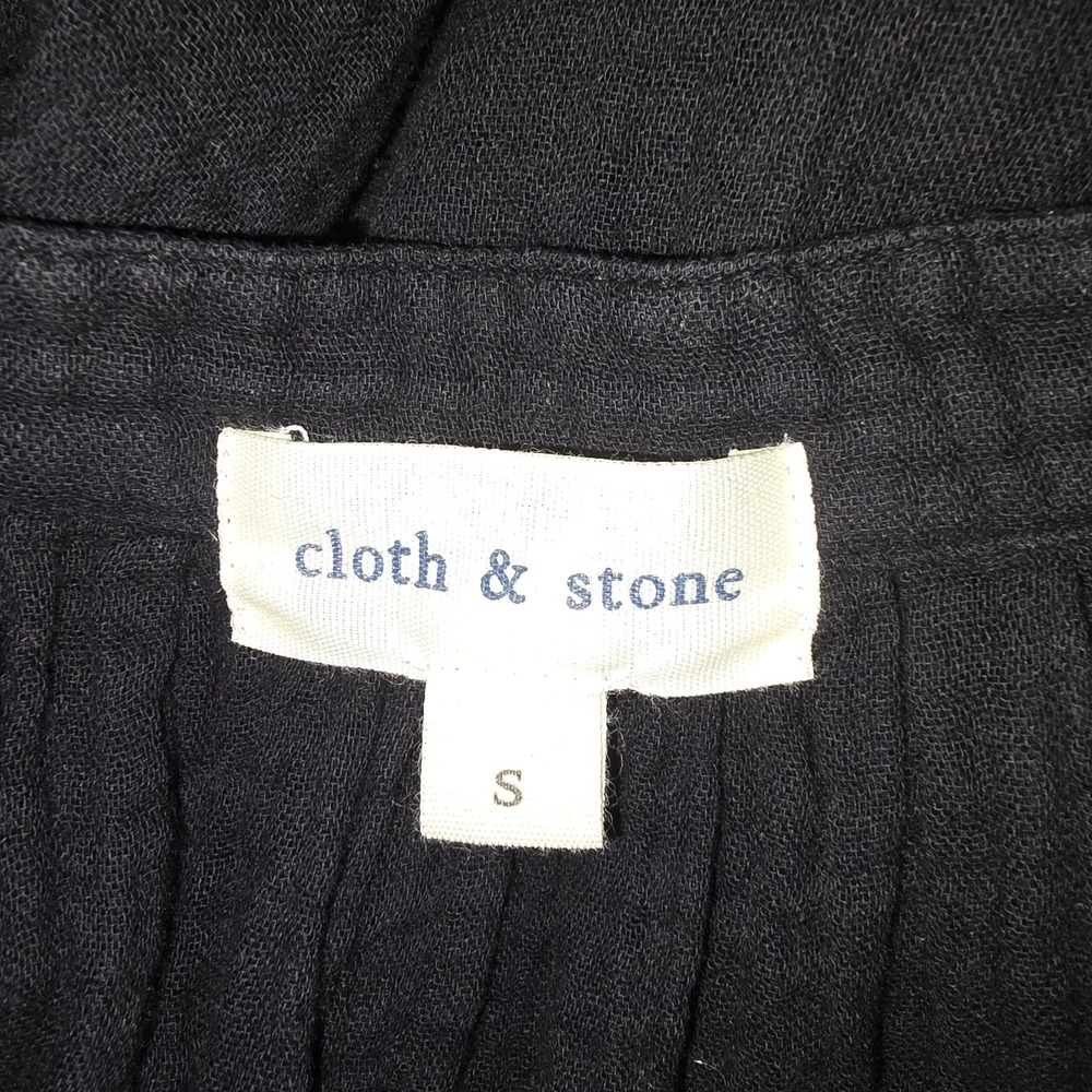 Cloth & Stone Gauze Dress Cover-Up 3/4 Sleeve Black V-Neck Size S Womens Relaxed - Picture 8 of 10